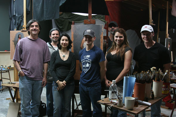 Artists at Adrian Gottlieb's painting studio 